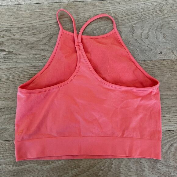 Fabletics Crop Top Sports Bra in Coral - Picture 2 of 3